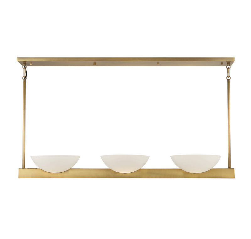 Savoy House 1-1614-3-322 Three Light Linear Chandelier, Warm Brass (3)