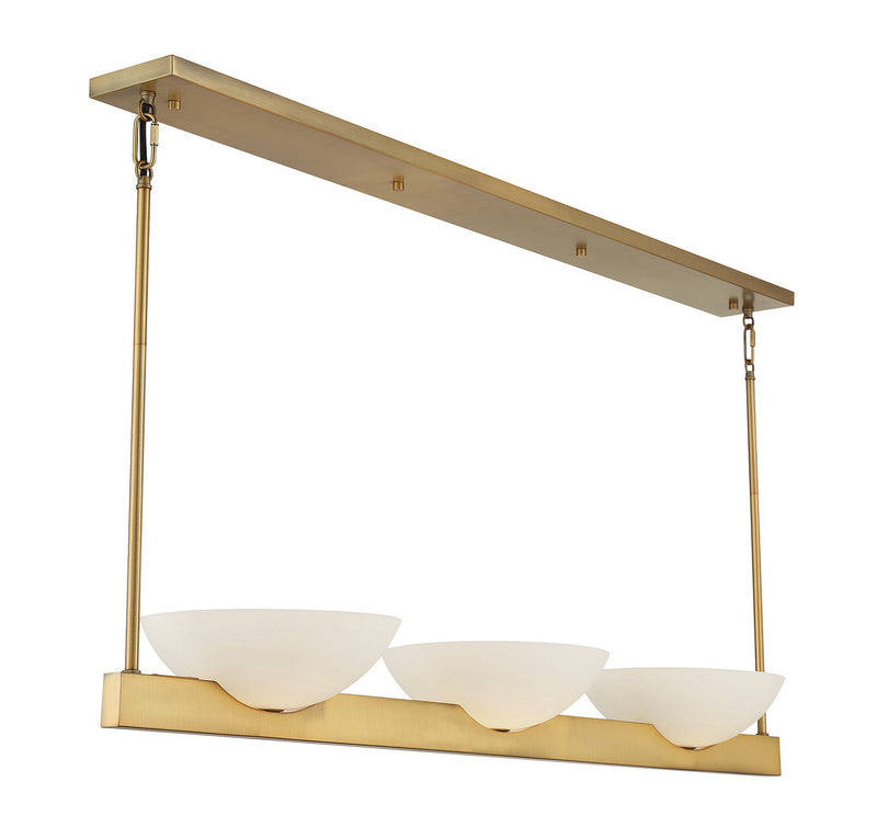 Savoy House 1-1614-3-322 Three Light Linear Chandelier, Warm Brass (4)