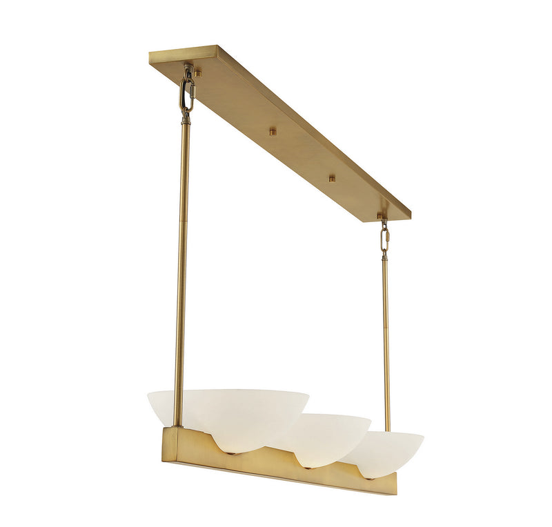 Savoy House 1-1614-3-322 Three Light Linear Chandelier, Warm Brass (5)