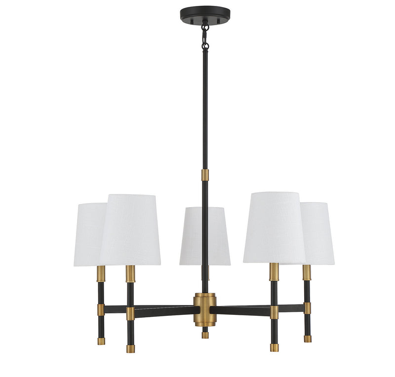 Savoy House 1-1630-5-143 Five Light Chandelier, Matte Black w/Warm Brass (2)