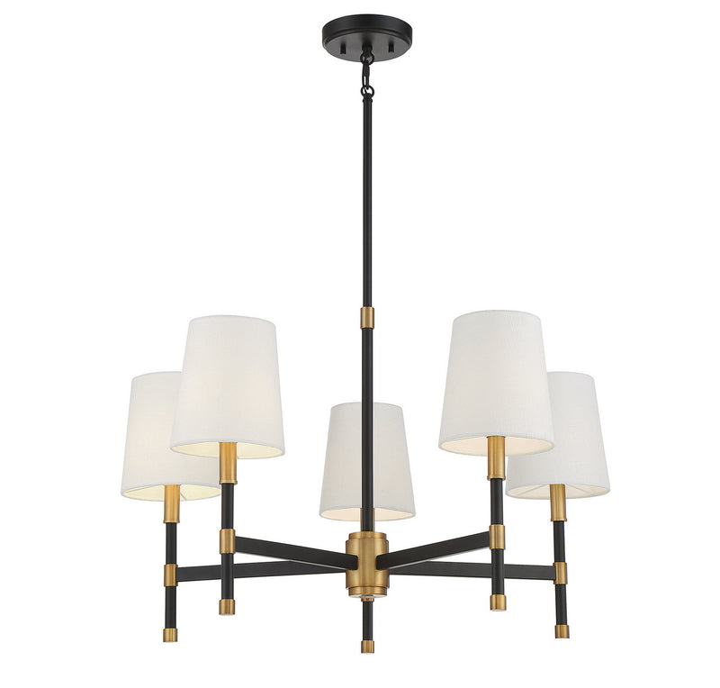 Savoy House 1-1630-5-143 Five Light Chandelier, Matte Black w/Warm Brass (3)