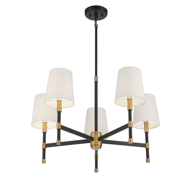 Savoy House 1-1630-5-143 Five Light Chandelier, Matte Black w/Warm Brass (4)