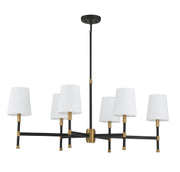 Savoy House 1-1631-6-143 Six Light Linear Chandelier, Matte Black w/Warm Brass (2)