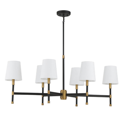 Savoy House 1-1631-6-143 Six Light Linear Chandelier, Matte Black w/Warm Brass (2)