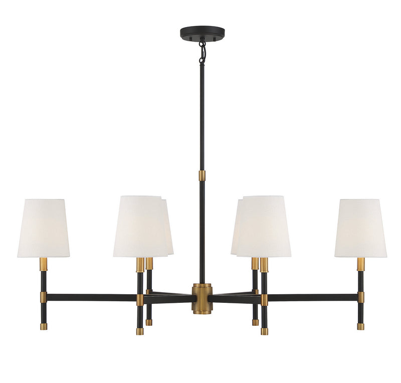 Savoy House 1-1631-6-143 Six Light Linear Chandelier, Matte Black w/Warm Brass (3)