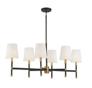 Savoy House 1-1631-6-143 Six Light Linear Chandelier, Matte Black w/Warm Brass (4)