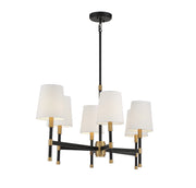 Savoy House 1-1631-6-143 Six Light Linear Chandelier, Matte Black w/Warm Brass (5)