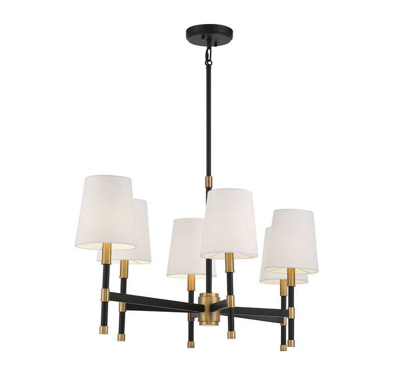 Savoy House 1-1631-6-143 Six Light Linear Chandelier, Matte Black w/Warm Brass (5)
