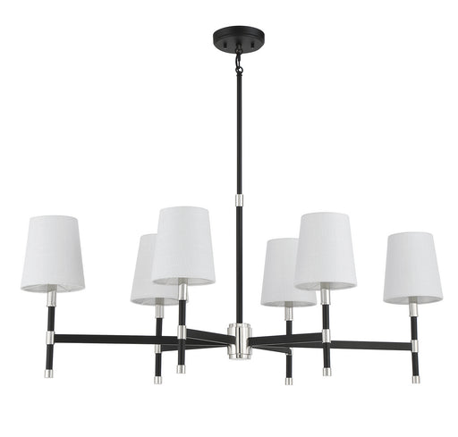 Savoy House 1-1631-6-173 Six Light Linear Chandelier, Matte Black w/Polished Nickel (2)