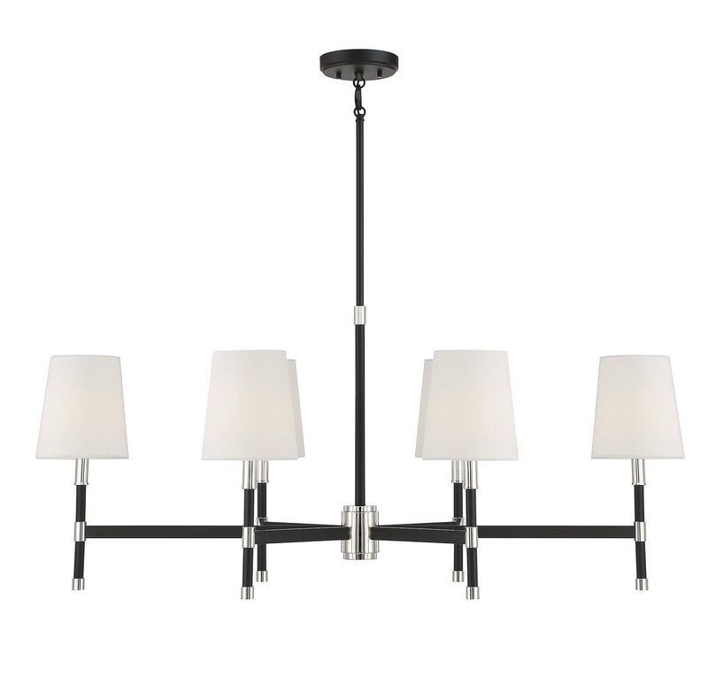 Savoy House 1-1631-6-173 Six Light Linear Chandelier, Matte Black w/Polished Nickel (3)