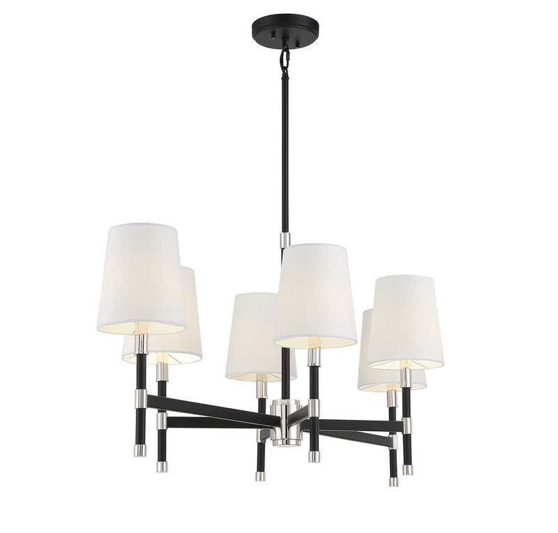 Savoy House 1-1631-6-173 Six Light Linear Chandelier, Matte Black w/Polished Nickel (5)
