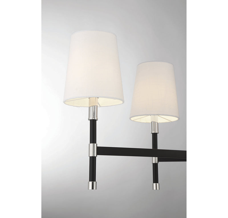 Savoy House 1-1631-6-173 Six Light Linear Chandelier, Matte Black w/Polished Nickel (6)