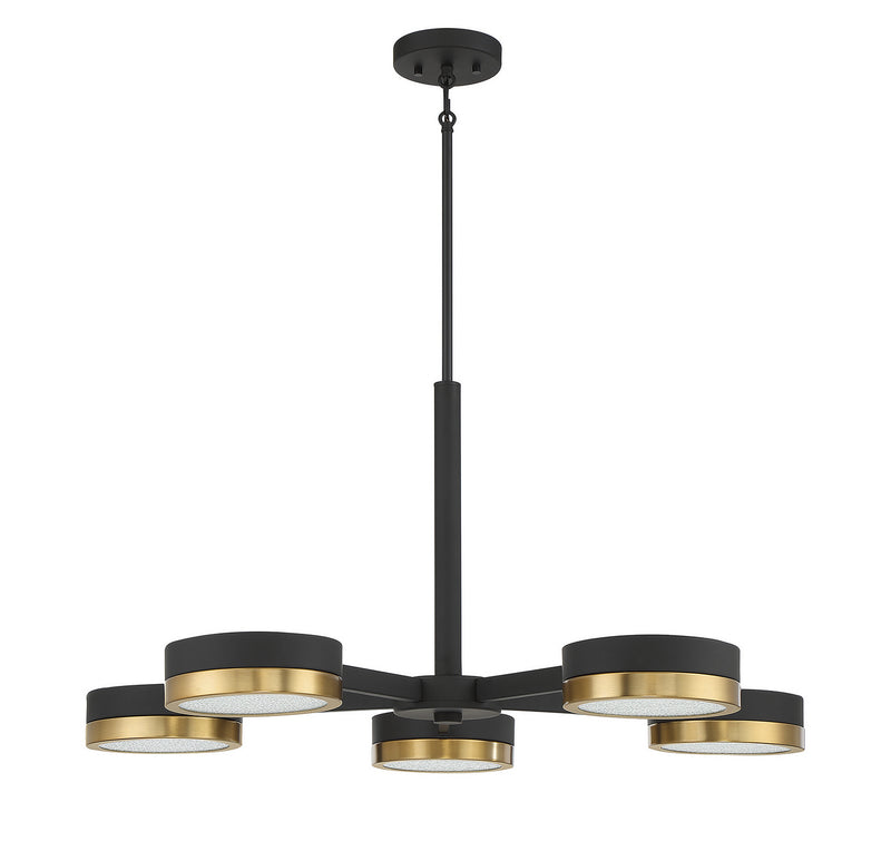 Savoy House 1-1635-5-143 LED Chandelier, Matte Black w/Warm Brass (2)