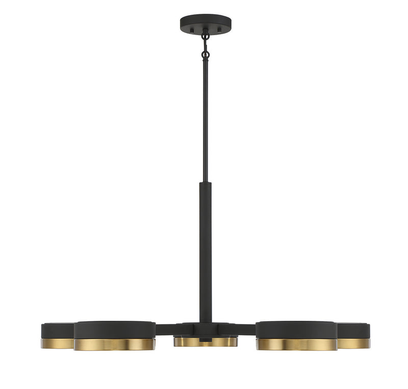 Savoy House 1-1635-5-143 LED Chandelier, Matte Black w/Warm Brass (3)
