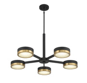 Savoy House 1-1635-5-143 LED Chandelier, Matte Black w/Warm Brass (4)