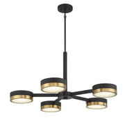 Savoy House 1-1635-5-143 LED Chandelier, Matte Black w/Warm Brass (5)