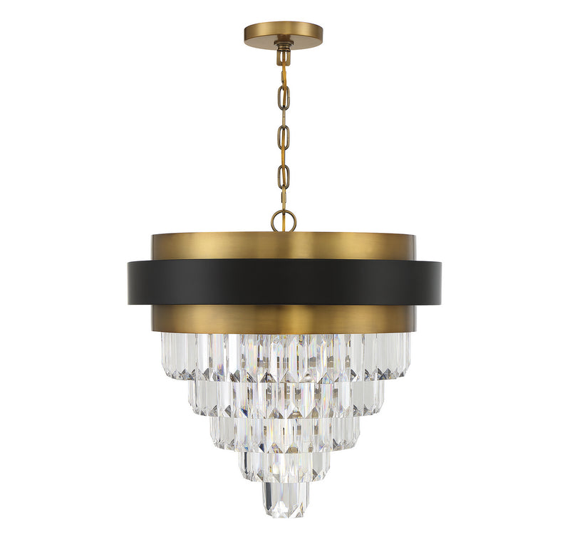Savoy House 1-1669-4-143 Four Light Chandelier, Matte Black w/Warm Brass (2)