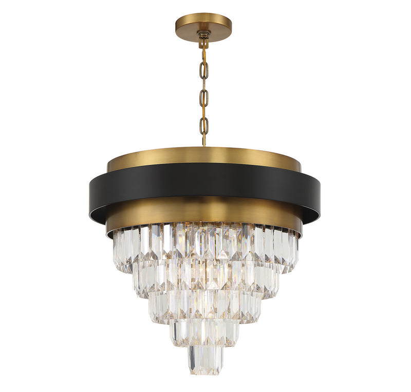Savoy House 1-1669-4-143 Four Light Chandelier, Matte Black w/Warm Brass (3)