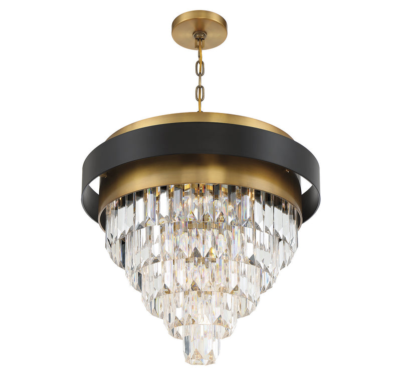 Savoy House 1-1669-4-143 Four Light Chandelier, Matte Black w/Warm Brass (4)