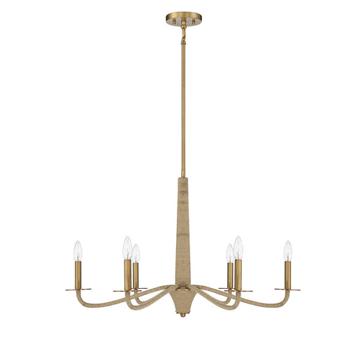 Savoy House 1-1824-6-320 Six Light Chandelier, Warm Brass/Rope (2)
