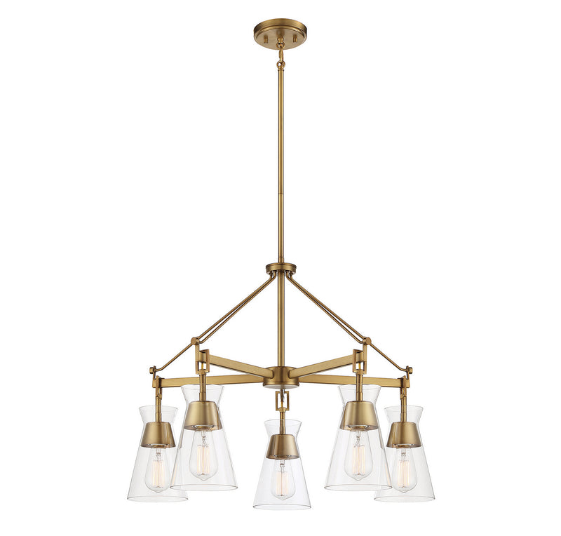 Savoy House 1-1832-5-322 Five Light Chandelier, Warm Brass (3)