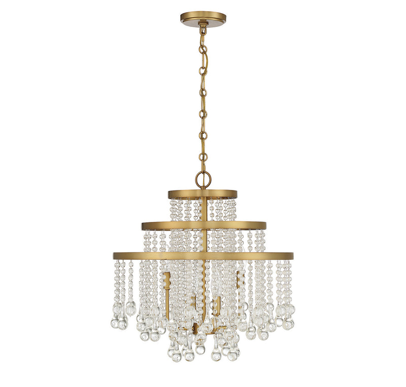 Savoy House 1-1866-4-322 Four Light Chandelier, Warm Brass (2)