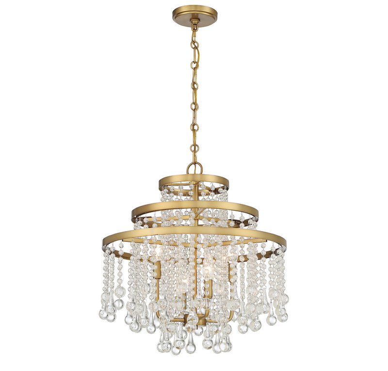 Savoy House 1-1866-4-322 Four Light Chandelier, Warm Brass (3)