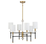 Savoy House 1-1887-6-143 Six Light Chandelier, Matte Black w/Warm Brass (2)