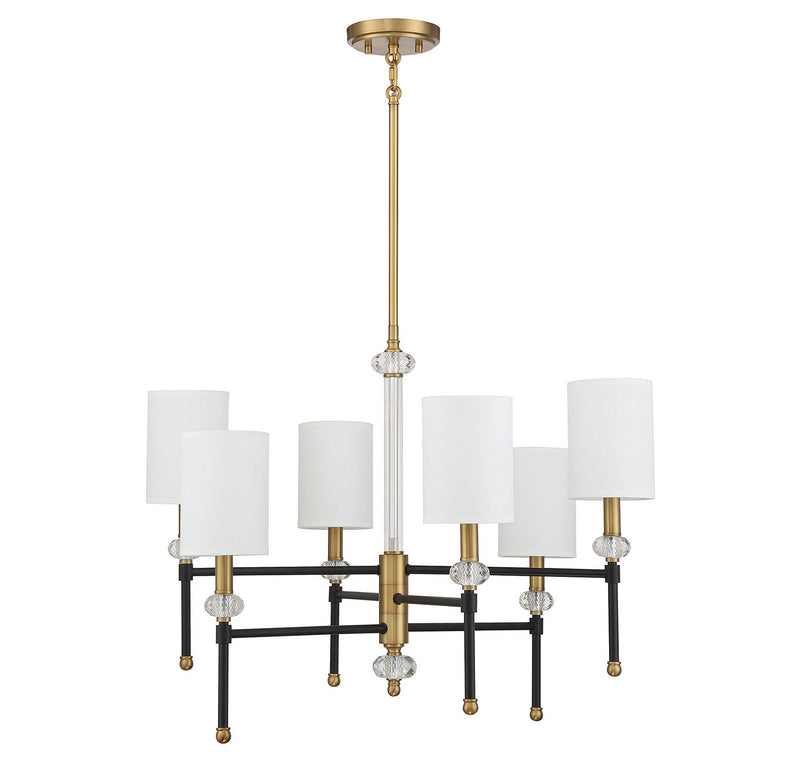 Savoy House 1-1887-6-143 Six Light Chandelier, Matte Black w/Warm Brass (2)