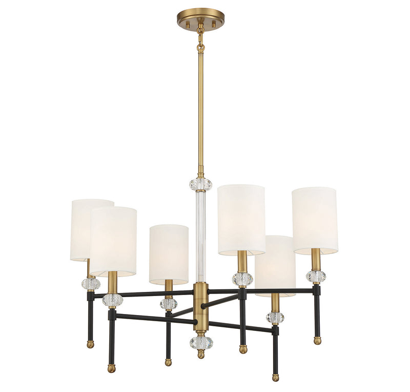 Savoy House 1-1887-6-143 Six Light Chandelier, Matte Black w/Warm Brass (3)