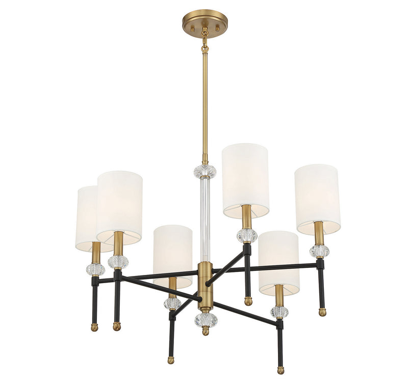 Savoy House 1-1887-6-143 Six Light Chandelier, Matte Black w/Warm Brass (4)