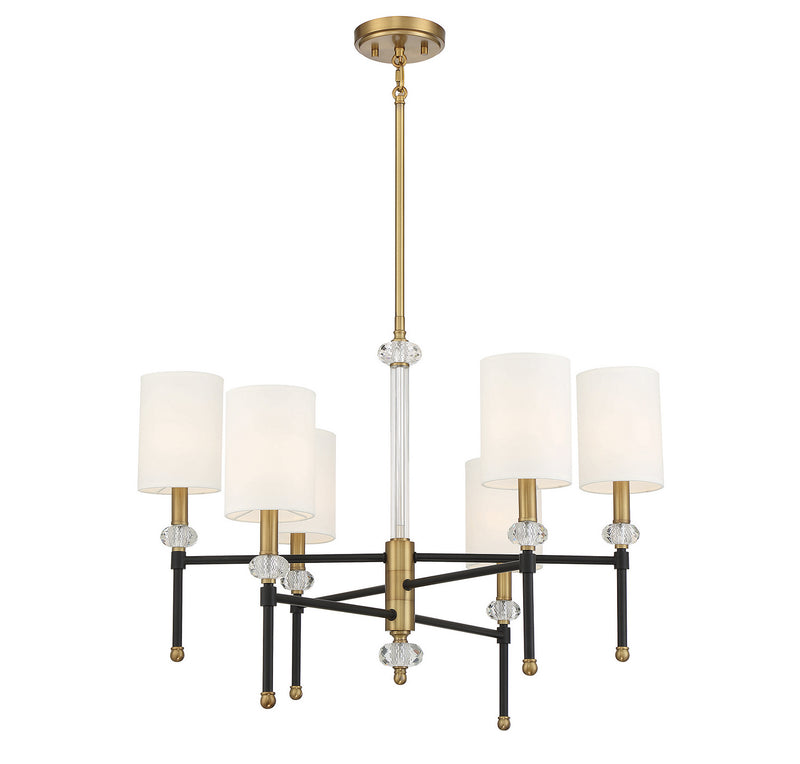 Savoy House 1-1887-6-143 Six Light Chandelier, Matte Black w/Warm Brass (5)