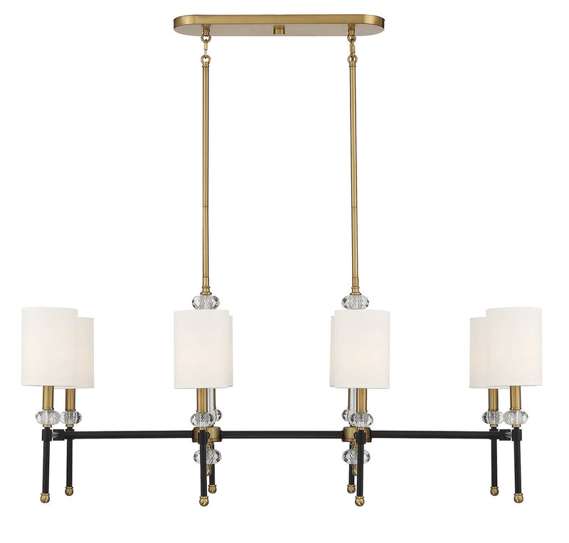 Savoy House 1-1889-8-143 Eight Light Linear Chandelier, Matte Black w/Warm Brass (3)