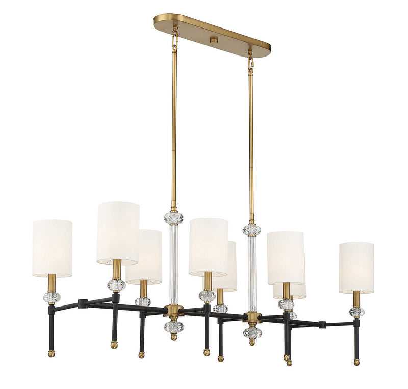 Savoy House 1-1889-8-143 Eight Light Linear Chandelier, Matte Black w/Warm Brass (4)