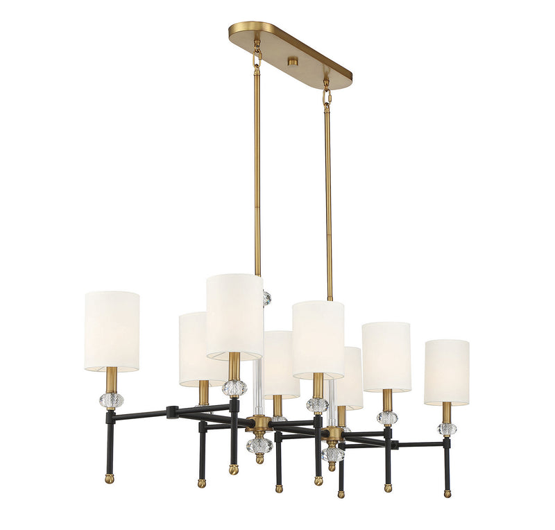 Savoy House 1-1889-8-143 Eight Light Linear Chandelier, Matte Black w/Warm Brass (5)