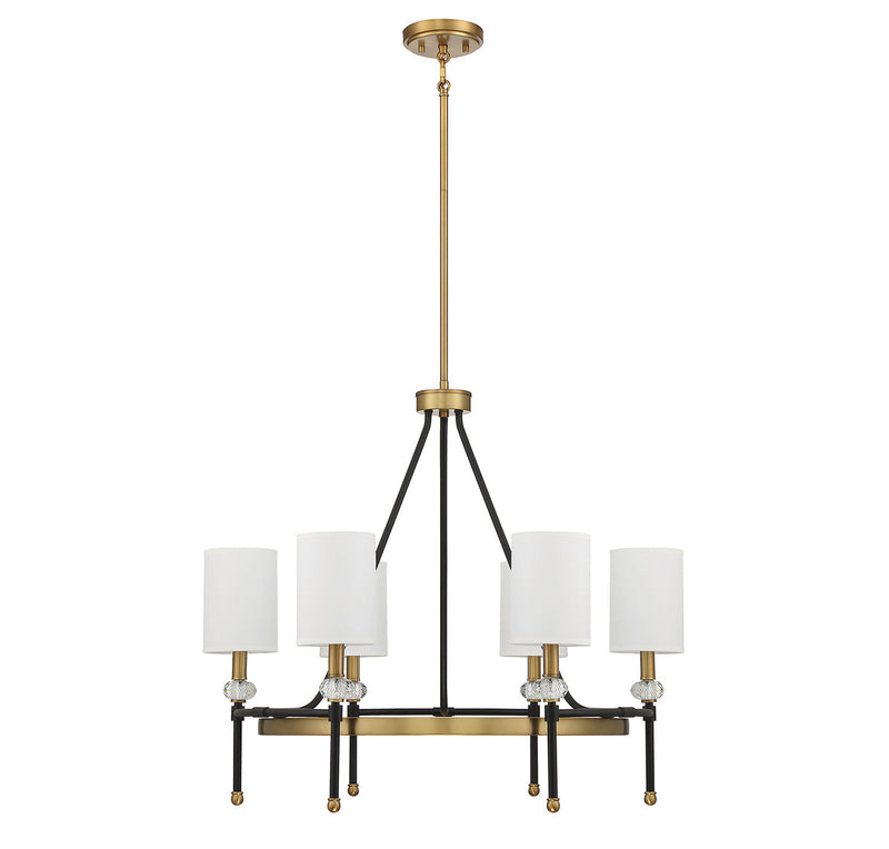 Savoy House 1-1893-6-143 Six Light Chandelier, Matte Black w/Warm Brass (2)