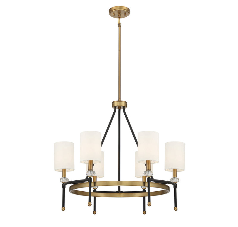 Savoy House 1-1893-6-143 Six Light Chandelier, Matte Black w/Warm Brass (3)