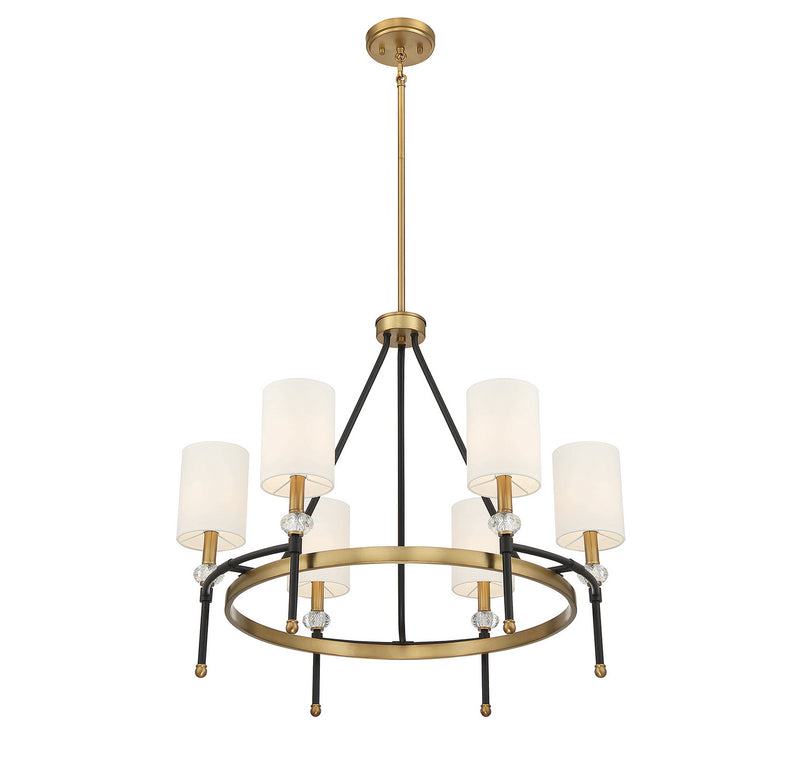 Savoy House 1-1893-6-143 Six Light Chandelier, Matte Black w/Warm Brass (4)