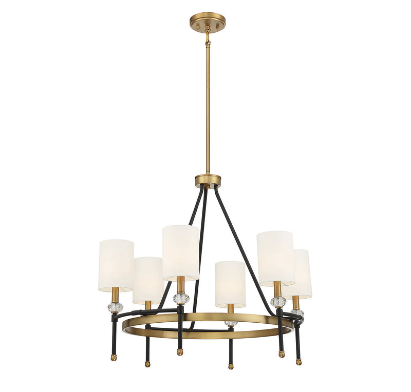 Savoy House 1-1893-6-143 Six Light Chandelier, Matte Black w/Warm Brass (5)