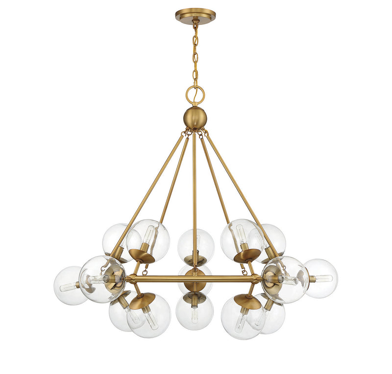 Savoy House 1-1932-15-322 15 Light Chandelier, Warm Brass (2)