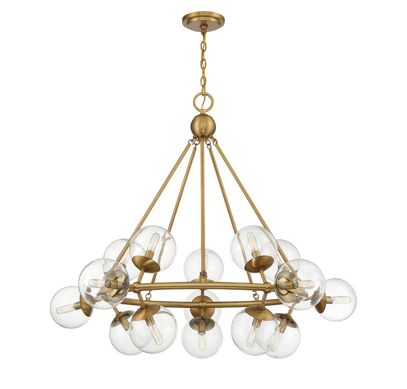 Savoy House 1-1932-15-322 15 Light Chandelier, Warm Brass (3)