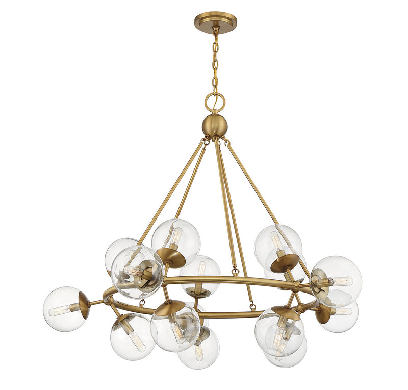 Savoy House 1-1932-15-322 15 Light Chandelier, Warm Brass (5)