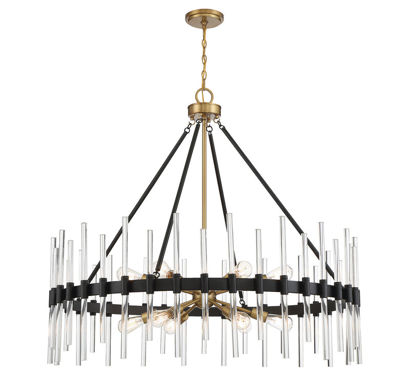 Savoy House 1-1934-12-143 12 Light Chandelier, Matte Black w/Warm Brass (3)