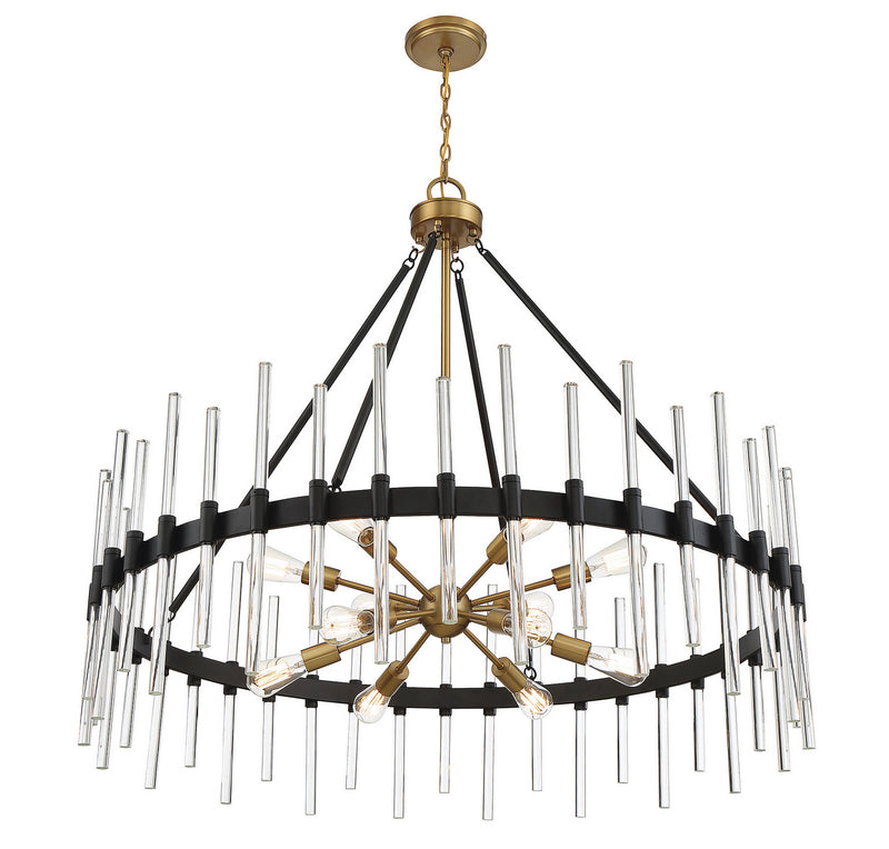 Savoy House 1-1934-12-143 12 Light Chandelier, Matte Black w/Warm Brass (4)