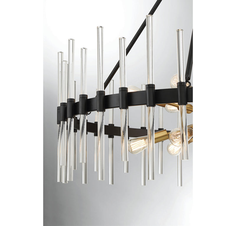 Savoy House 1-1934-12-143 12 Light Chandelier, Matte Black w/Warm Brass (6)