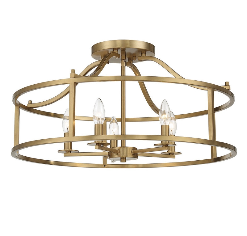 Savoy House 6-1679-5-322 Five Light Semi Flush Mount, Warm Brass (5)