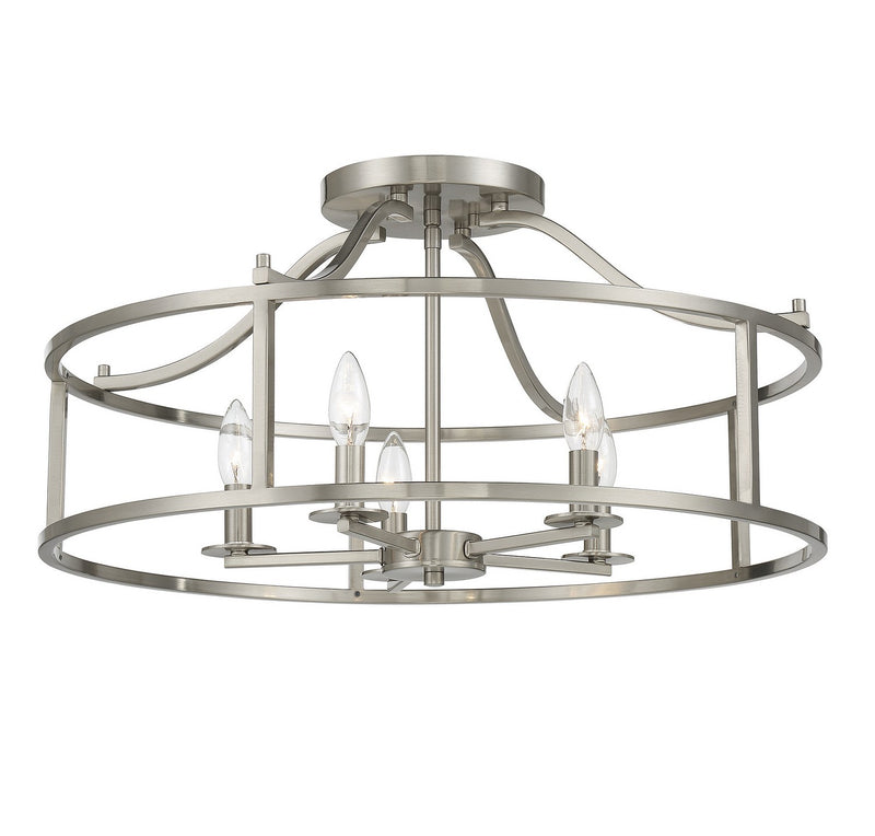 Savoy House 6-1679-5-SN Five Light Semi Flush Mount, Satin Nickel (5)