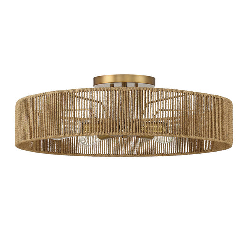 Savoy House 6-1682-5-320 Five Light Semi Flush Mount, Warm Brass/Rope (2)