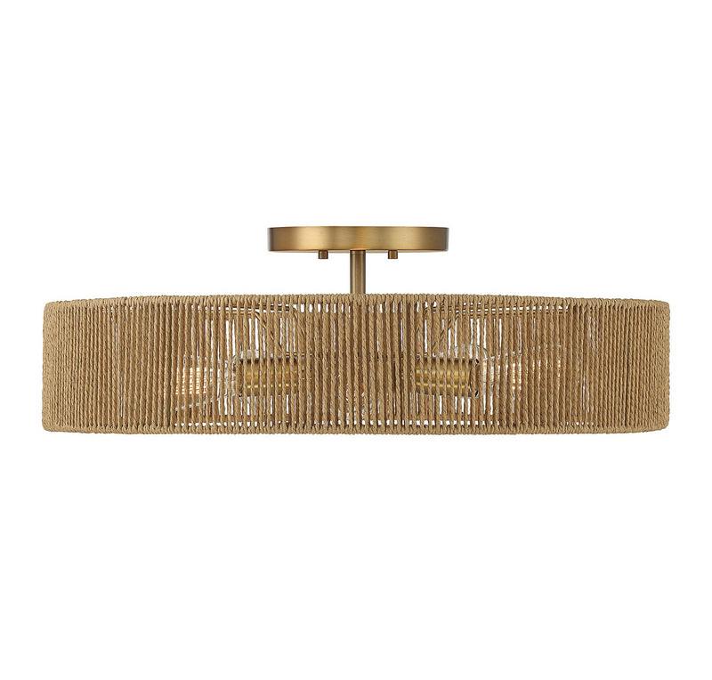 Savoy House 6-1682-5-320 Five Light Semi Flush Mount, Warm Brass/Rope (3)