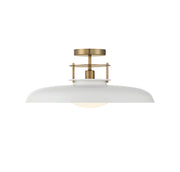 Savoy House 6-1685-1-142 One Light Semi-Flush Mount, White w/Warm Brass (3)